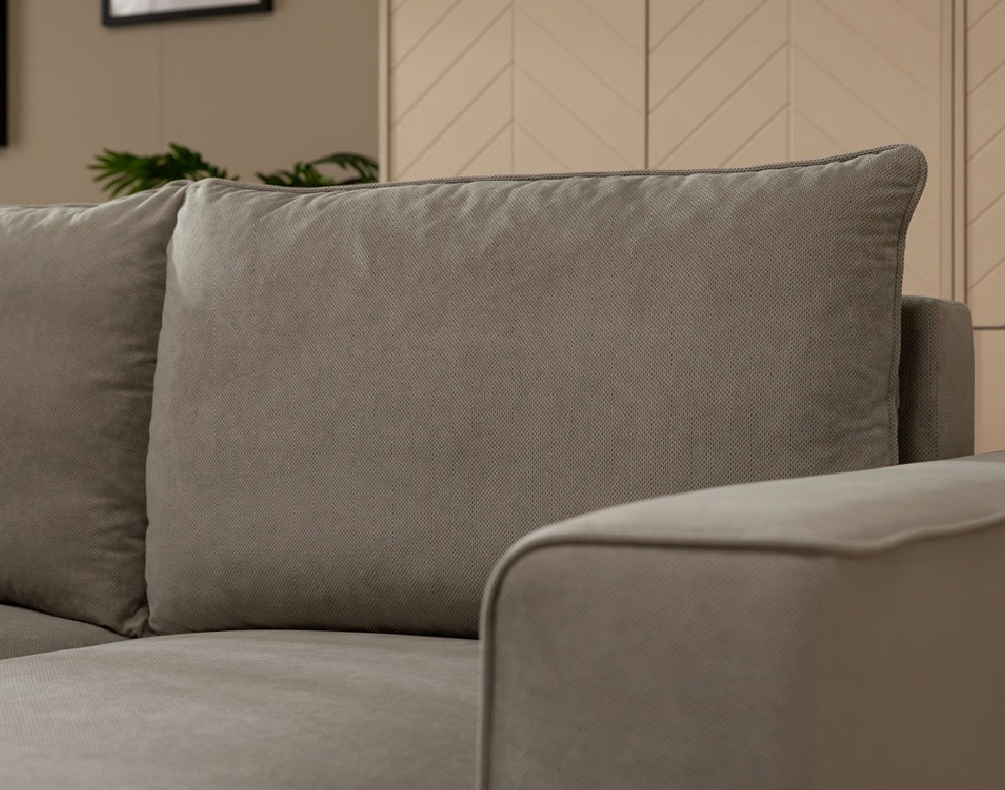 Canapé d'angle droit 4 places convertible avec coffre en tissu texturé Aurelia