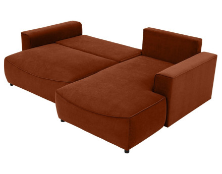 Canapé d'angle droit 4 places convertible avec coffre en tissu texturé Aurelia