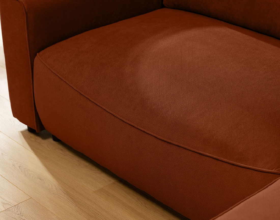 Canapé d'angle droit 4 places convertible avec coffre en tissu texturé Aurelia