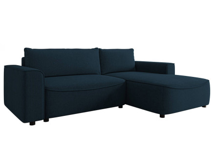 Canapé d'angle droit 4 places convertible avec coffre en tissu texturé Aurelia