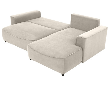 Canapé d'angle droit 4 places convertible avec coffre en tissu texturé Aurelia