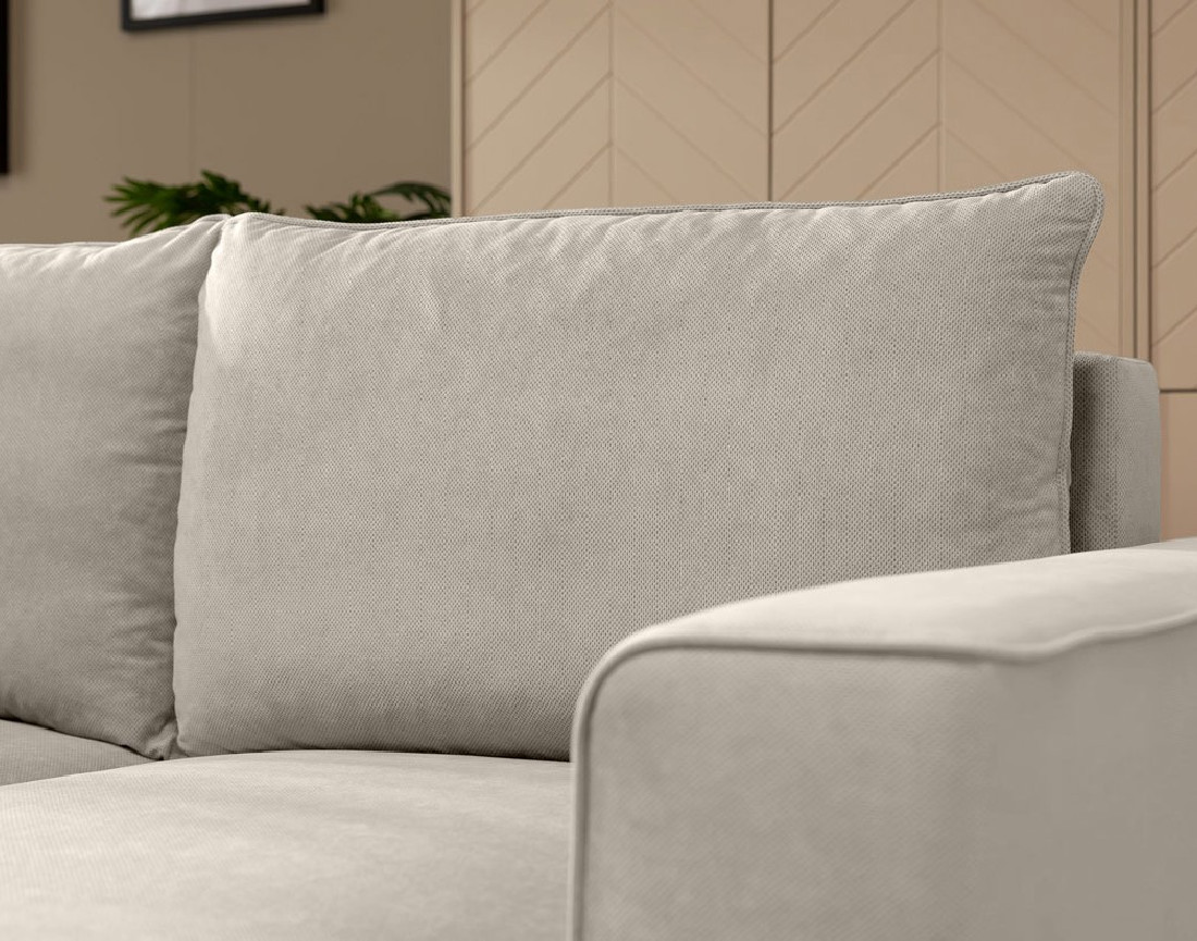 Canapé d'angle droit 4 places convertible avec coffre en tissu texturé Aurelia