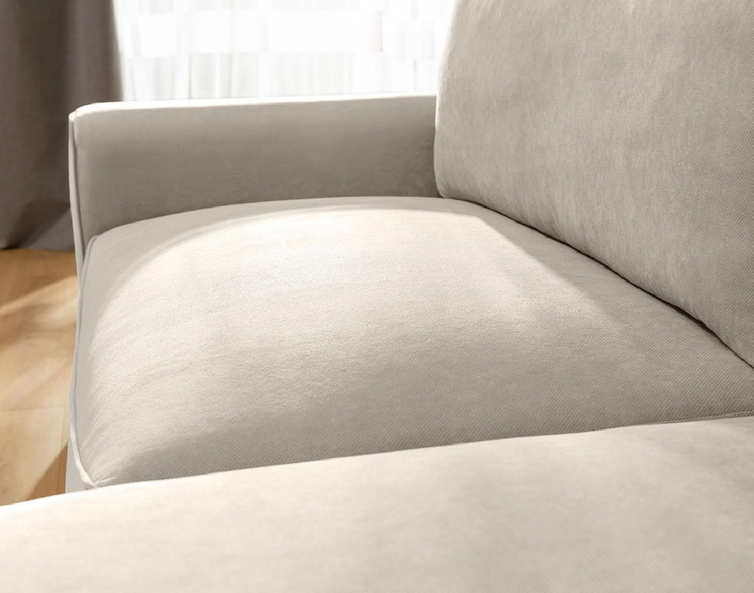 Canapé d'angle droit 4 places convertible avec coffre en tissu texturé Aurelia