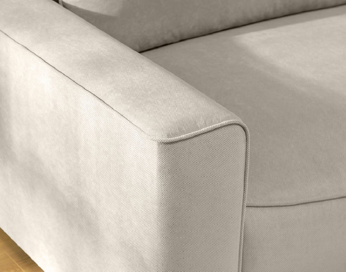 Canapé d'angle droit 4 places convertible avec coffre en tissu texturé Aurelia