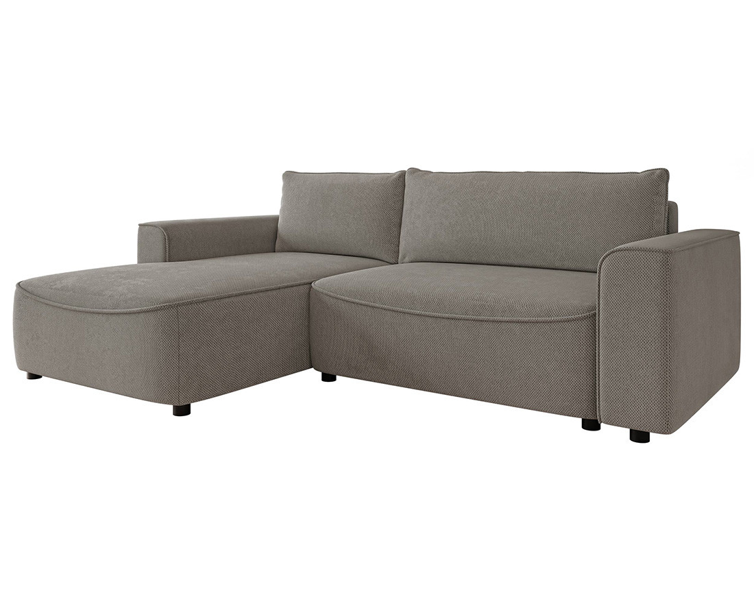 Canapé d'angle gauche 4 places convertible avec coffre en tissu texturé Aurelia
