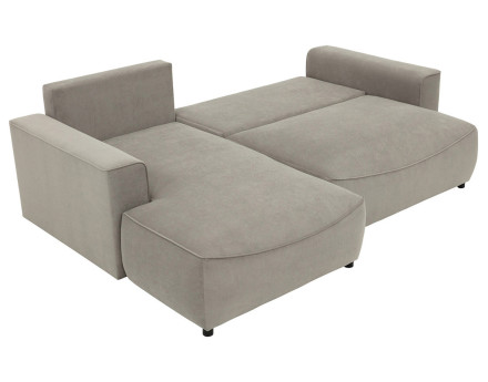 Canapé d'angle gauche 4 places convertible avec coffre en tissu texturé Aurelia