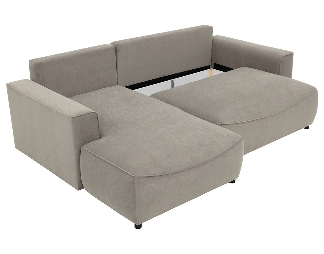 Canapé d'angle gauche 4 places convertible avec coffre en tissu texturé Aurelia