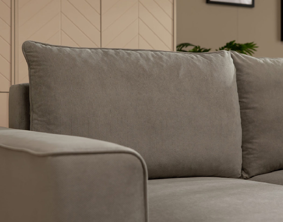Canapé d'angle gauche 4 places convertible avec coffre en tissu texturé Aurelia