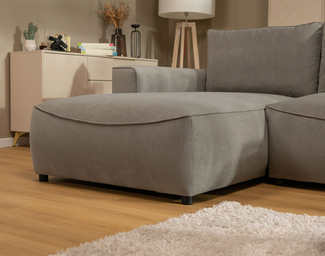 Canapé d'angle gauche 4 places convertible avec coffre en tissu texturé Aurelia