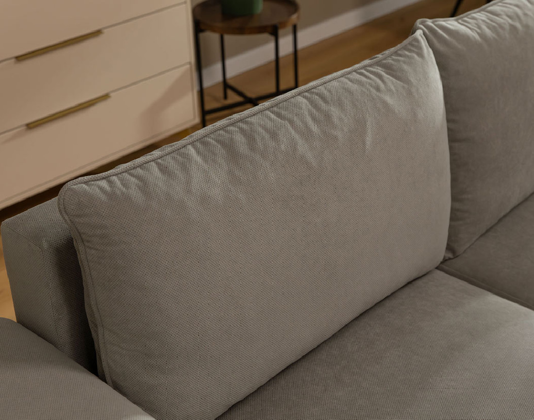 Canapé d'angle gauche 4 places convertible avec coffre en tissu texturé Aurelia