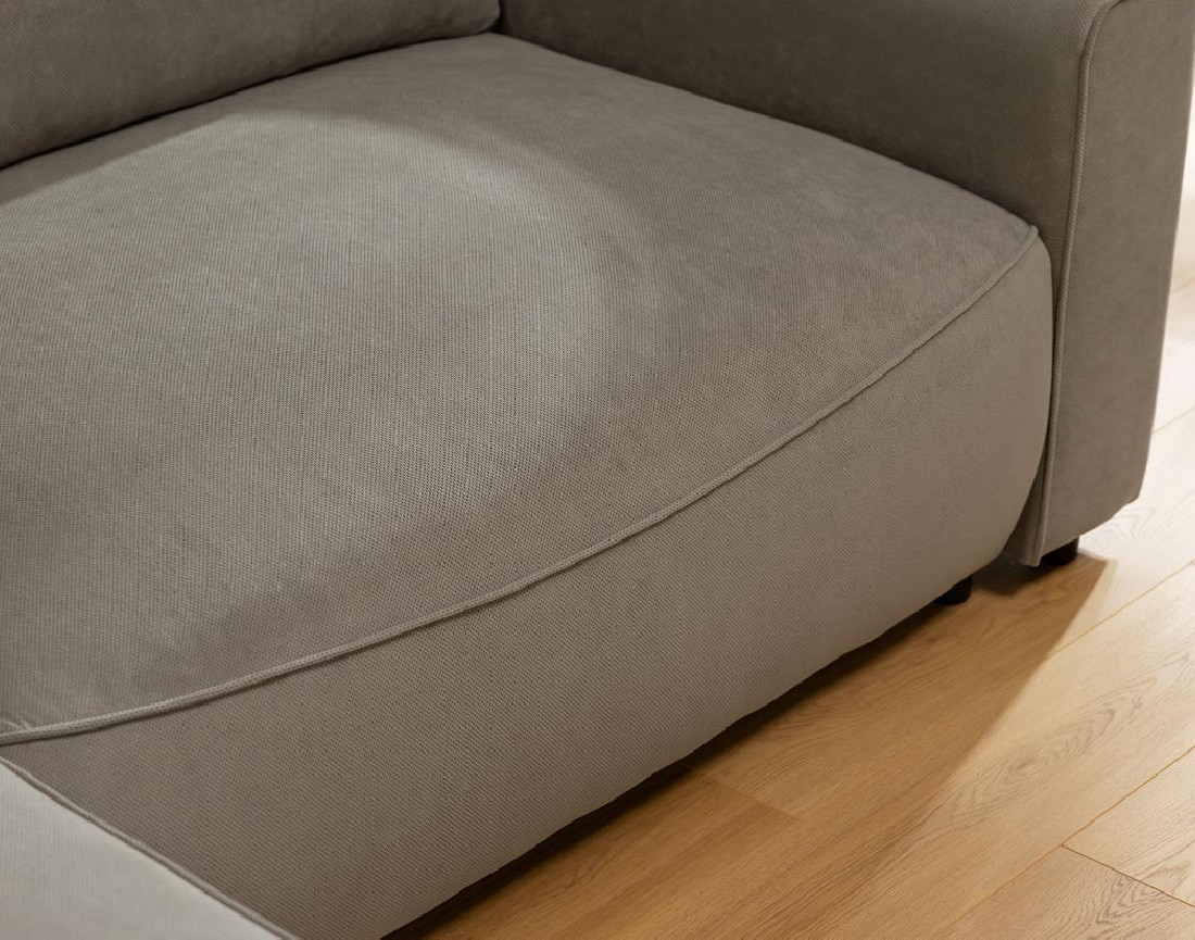 Canapé d'angle gauche 4 places convertible avec coffre en tissu texturé Aurelia