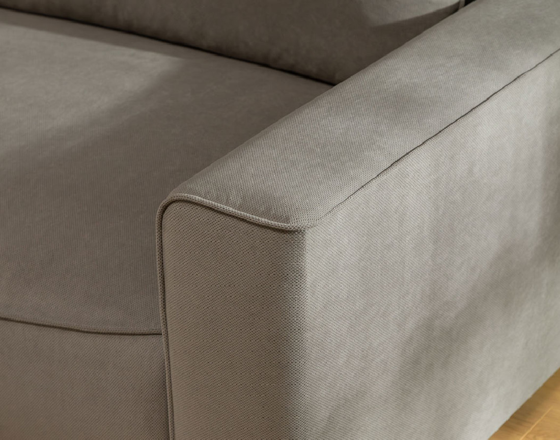 Canapé d'angle gauche 4 places convertible avec coffre en tissu texturé Aurelia