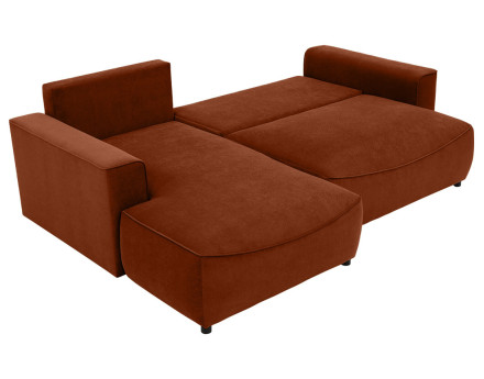 Canapé d'angle gauche 4 places convertible avec coffre en tissu texturé Aurelia