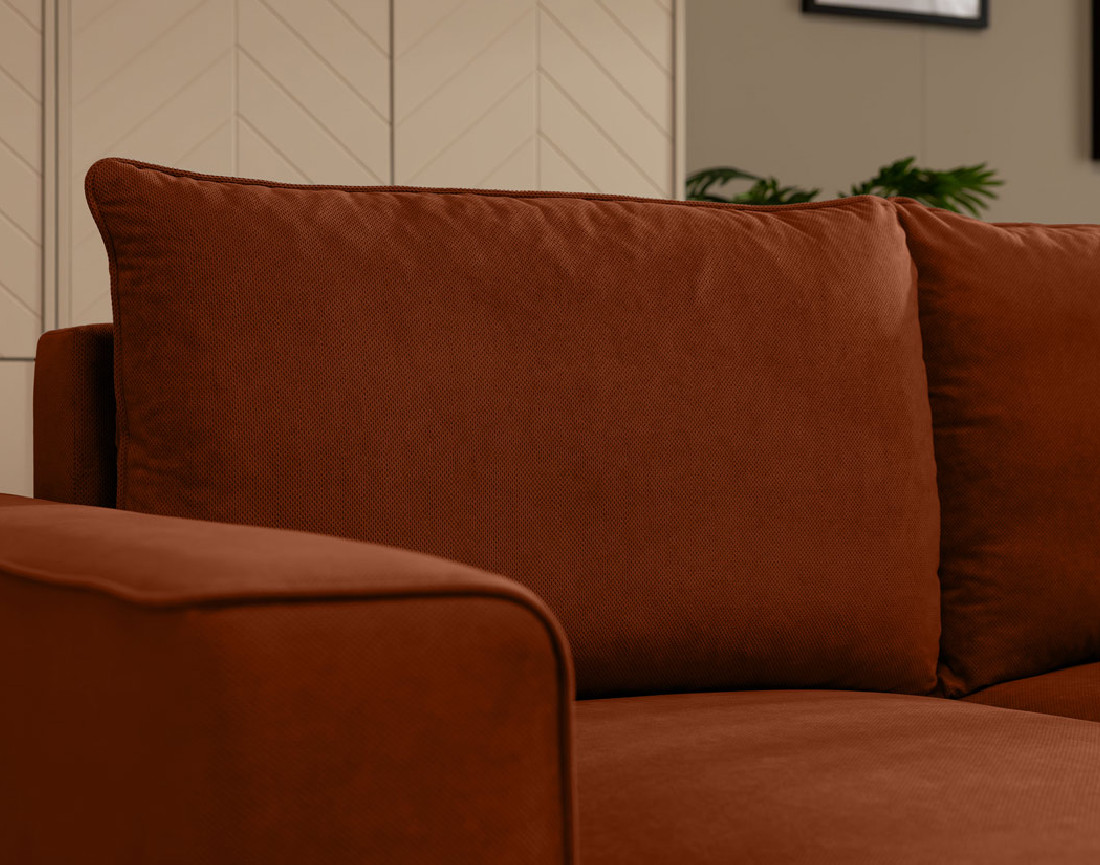 Canapé d'angle gauche 4 places convertible avec coffre en tissu texturé Aurelia