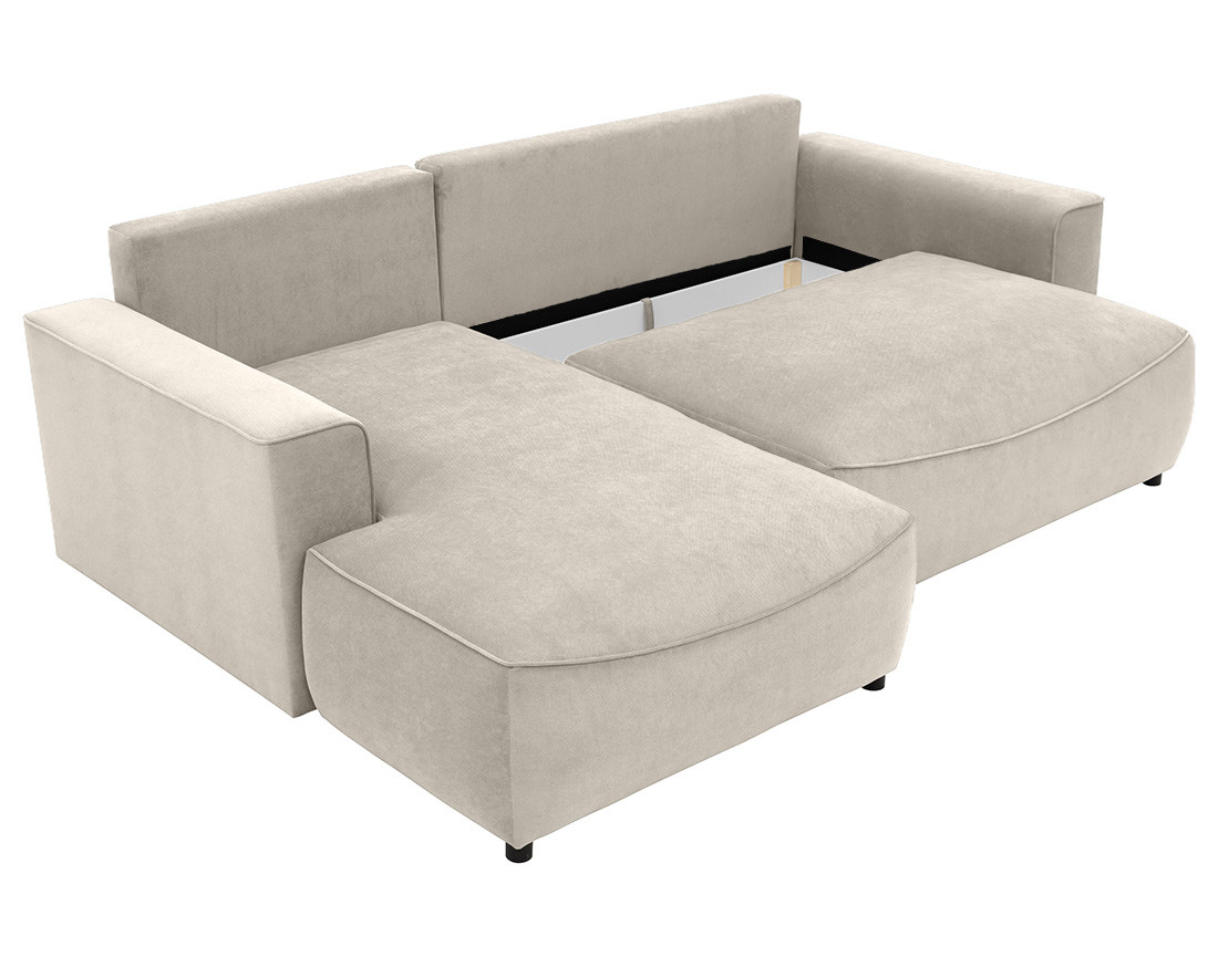 Canapé d'angle gauche 4 places convertible avec coffre en tissu texturé Aurelia