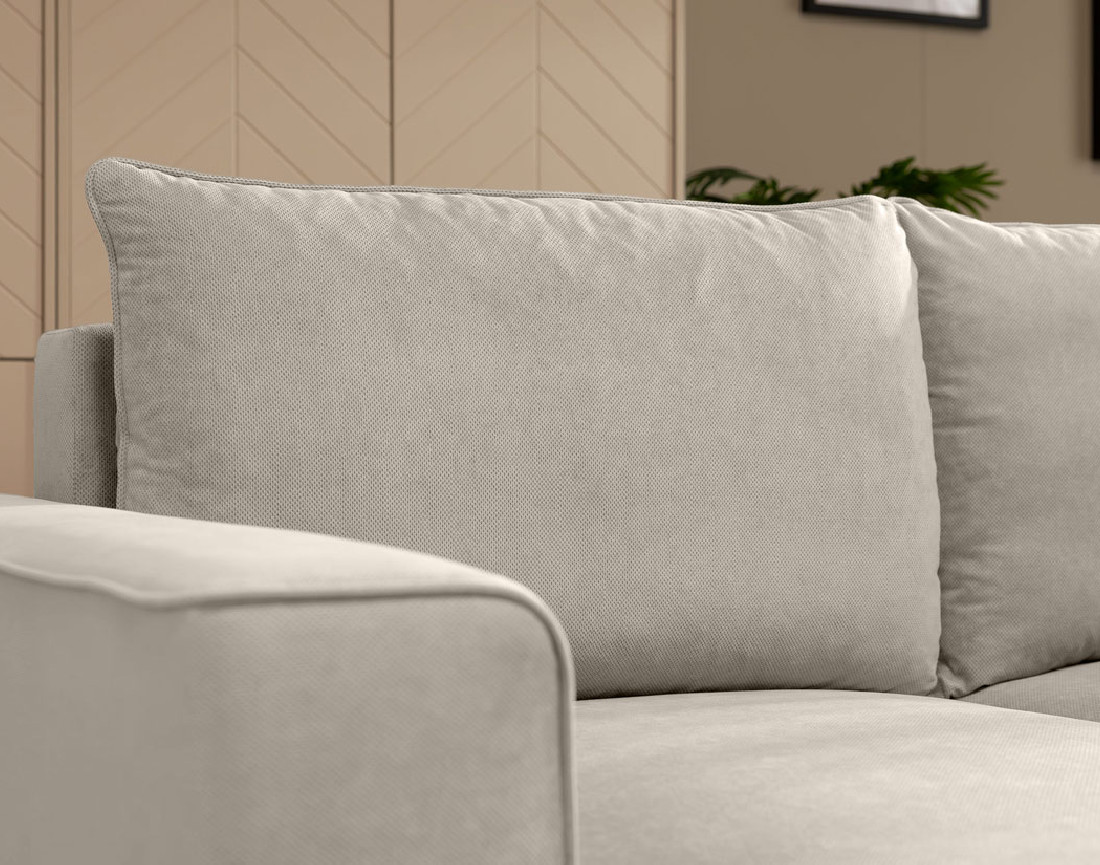 Canapé d'angle gauche 4 places convertible avec coffre en tissu texturé Aurelia