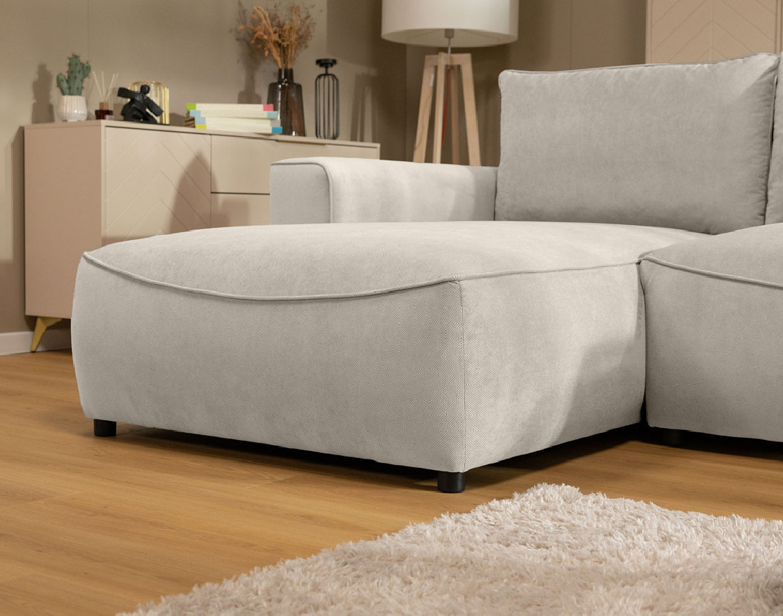 Canapé d'angle gauche 4 places convertible avec coffre en tissu texturé Aurelia