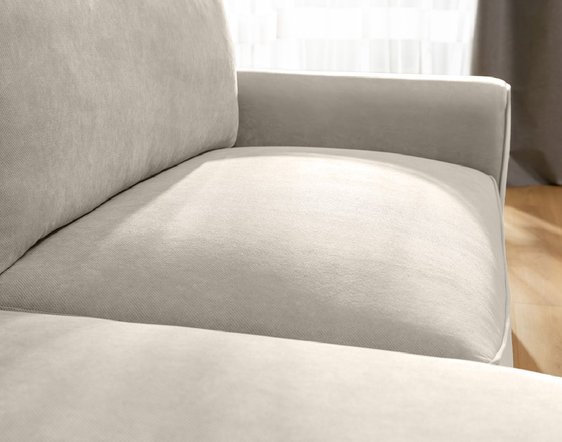 Canapé d'angle gauche 4 places convertible avec coffre en tissu texturé Aurelia