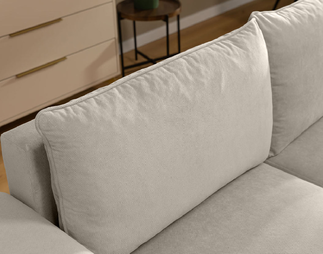 Canapé d'angle gauche 4 places convertible avec coffre en tissu texturé Aurelia
