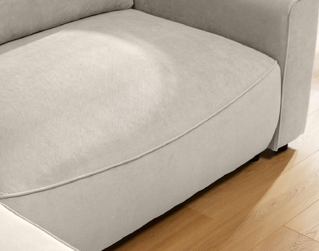 Canapé d'angle gauche 4 places convertible avec coffre en tissu texturé Aurelia