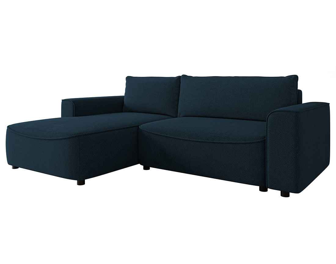 Canapé d'angle gauche 4 places convertible avec coffre en tissu texturé Aurelia