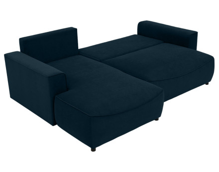 Canapé d'angle gauche 4 places convertible avec coffre en tissu texturé Aurelia