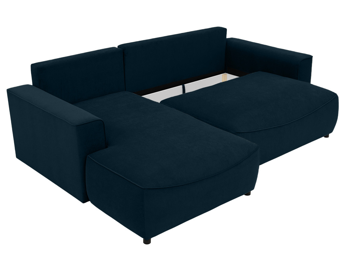 Canapé d'angle gauche 4 places convertible avec coffre en tissu texturé Aurelia