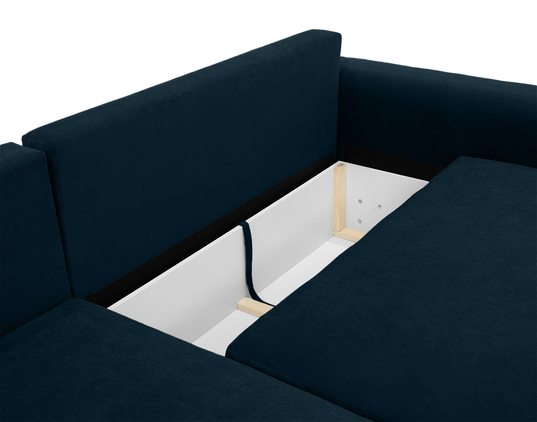 Canapé d'angle gauche 4 places convertible avec coffre en tissu texturé Aurelia