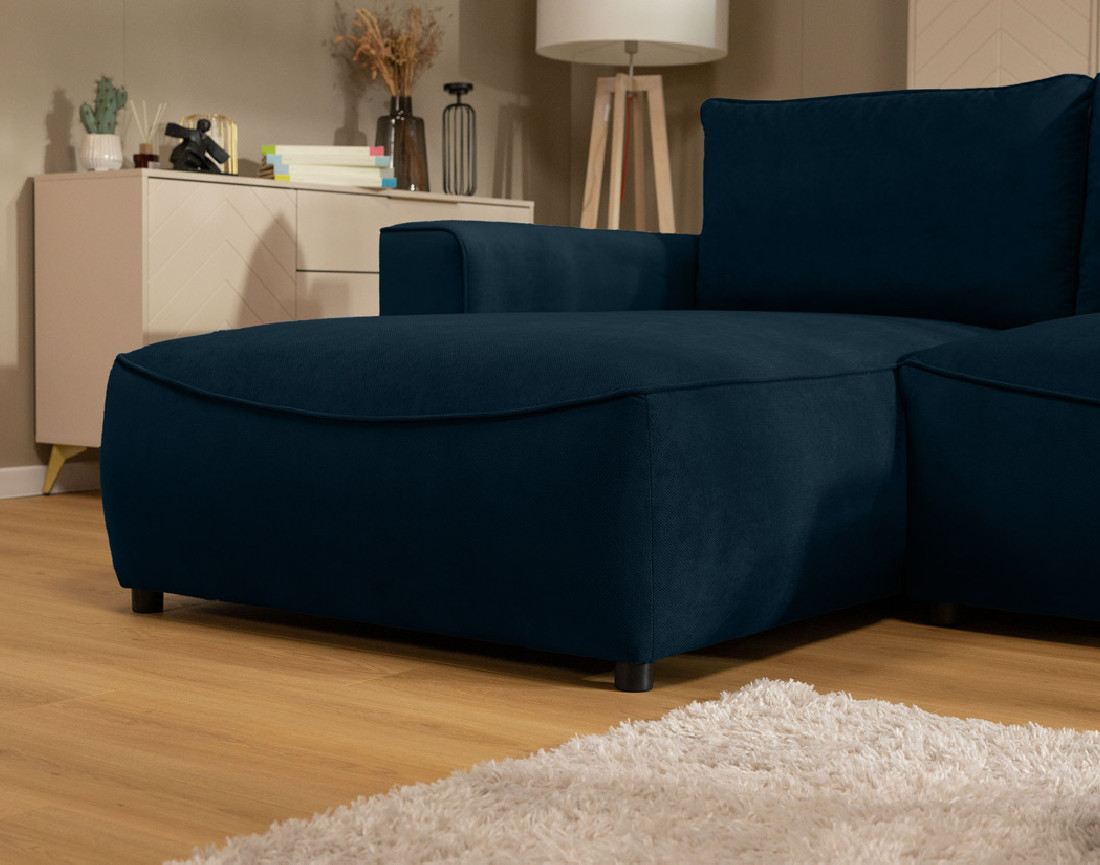 Canapé d'angle gauche 4 places convertible avec coffre en tissu texturé Aurelia