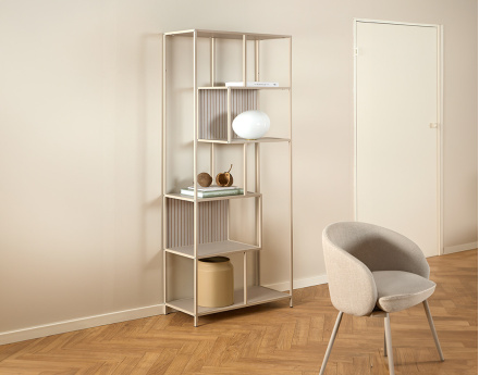 Étagère filaire métal avec plaquage en bois blanchi 77 cm gris Anthea