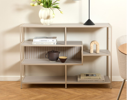 Étagère filaire métal avec plaquage en bois blanchi 114 cm gris Anthea