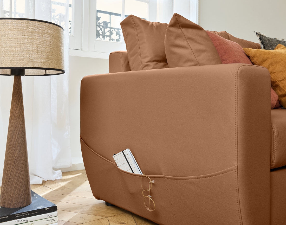 Canapé d'angle réversible 4 places convertible avec coffre en simili Astoria