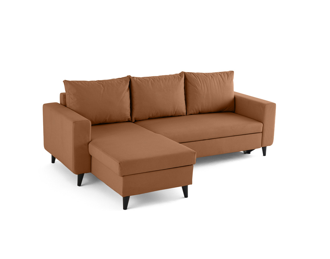 Canapé d'angle réversible 4 places convertible avec coffre en simili Nordic