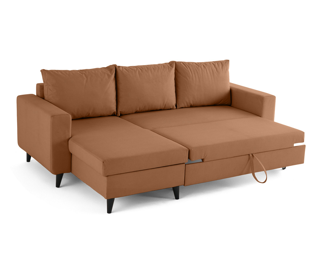 Canapé d'angle réversible 4 places convertible avec coffre en simili Nordic