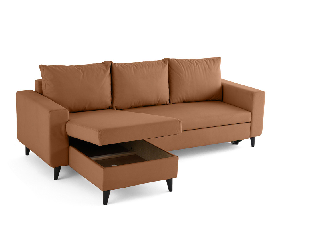 Canapé d'angle réversible 4 places convertible avec coffre en simili Nordic
