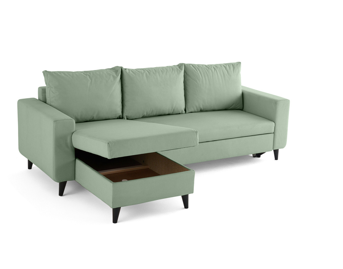 Canapé d'angle réversible 4 places convertible avec coffre en simili Nordic