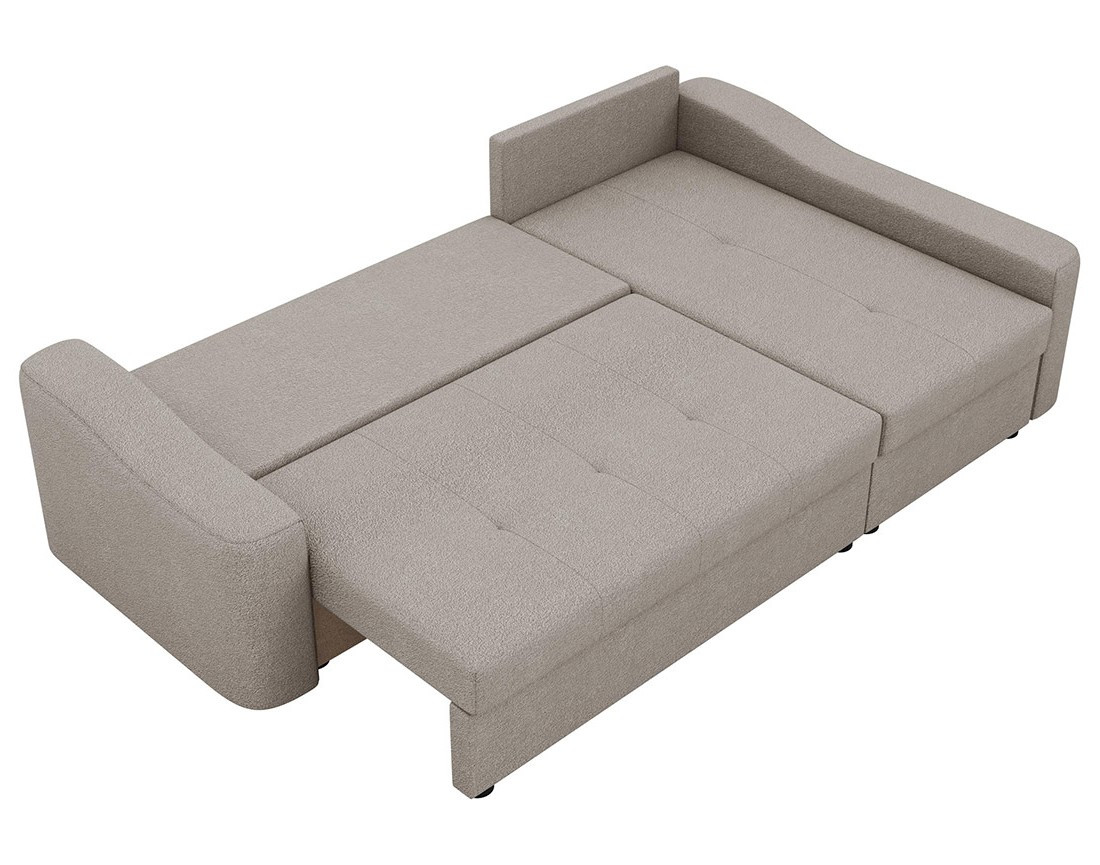 Canapé d'angle droit 4 places convertible avec coffre en tissu texturé Claudia