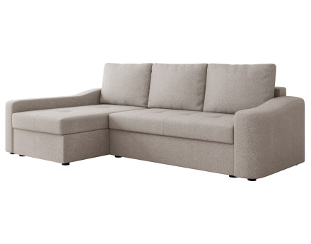 Canapé d'angle gauche 4 places convertible avec coffre en tissu texturé Claudia