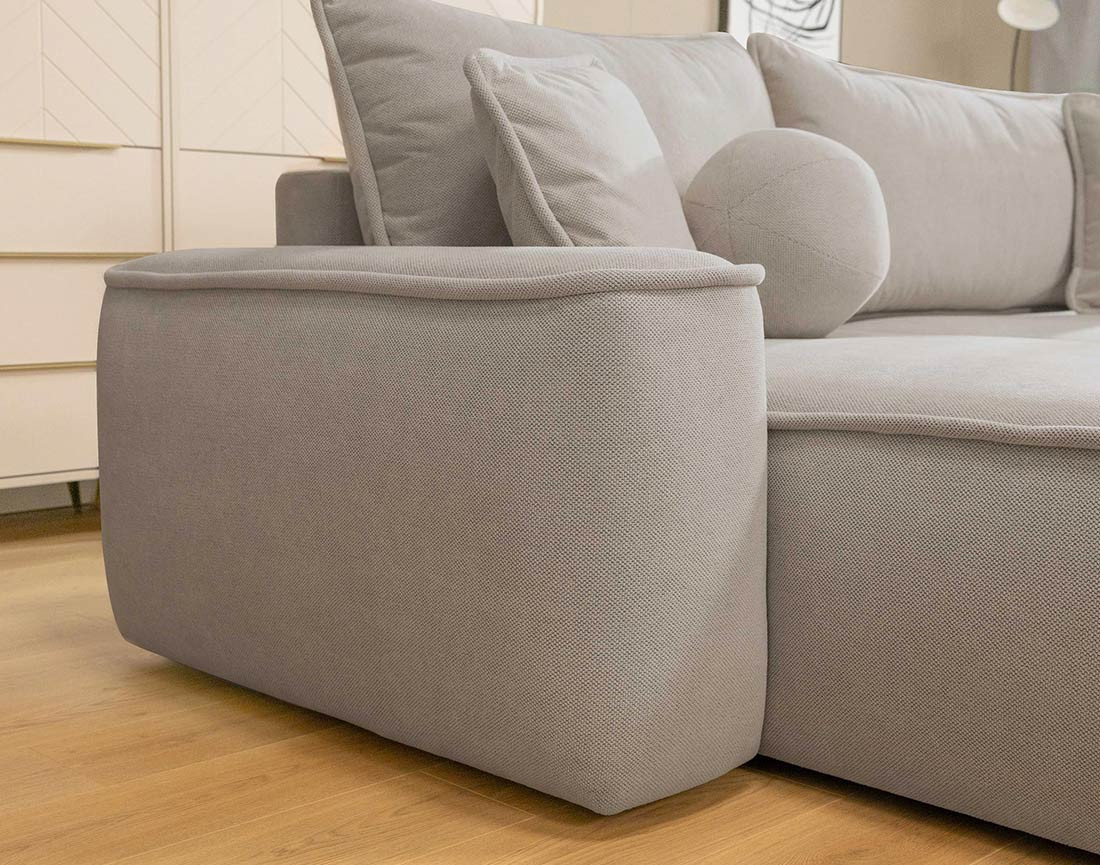 Canapé d'angle réversible 4 places convertible avec coffre en tissu texturé Enma