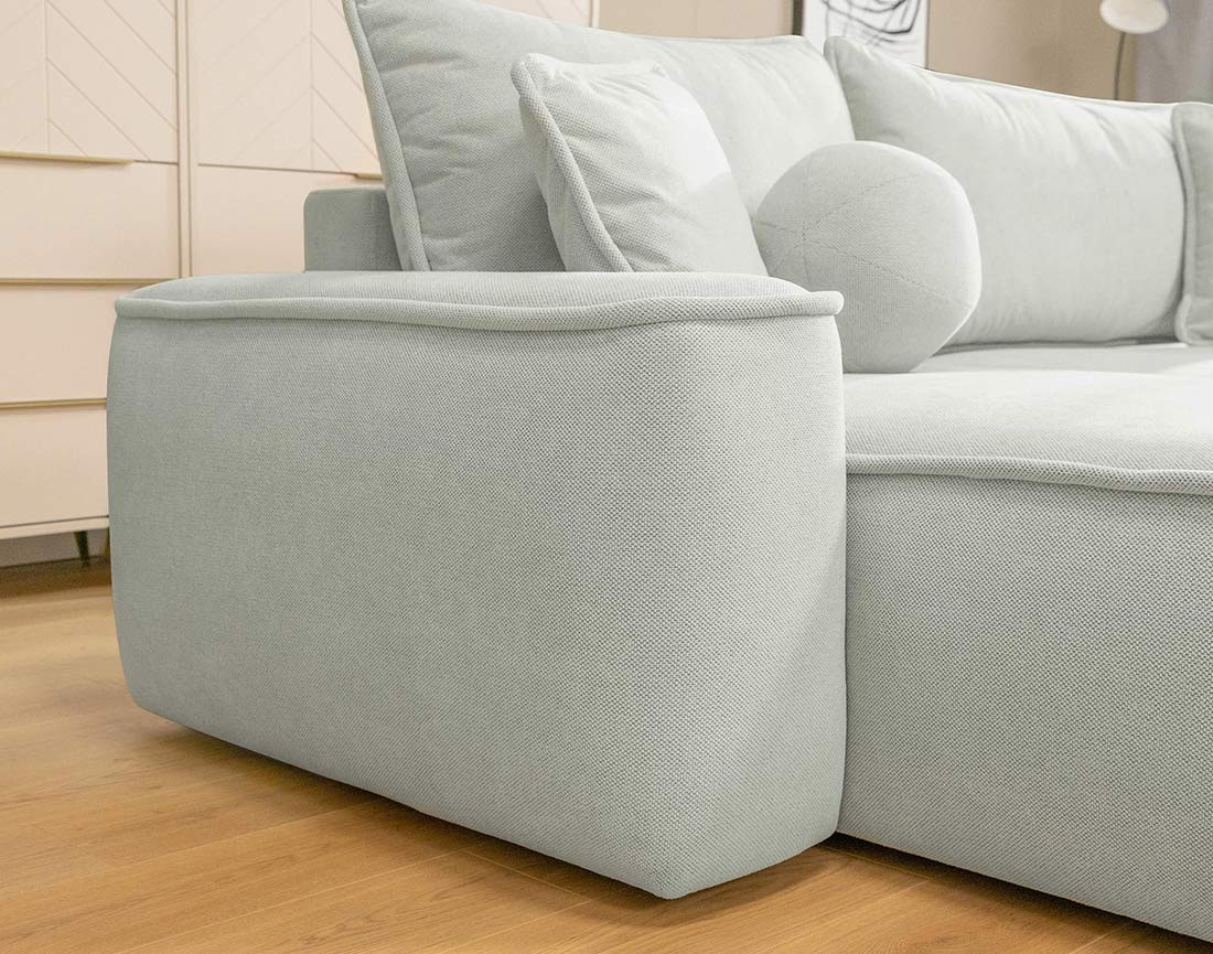 Canapé d'angle réversible 4 places convertible avec coffre en tissu texturé Enma