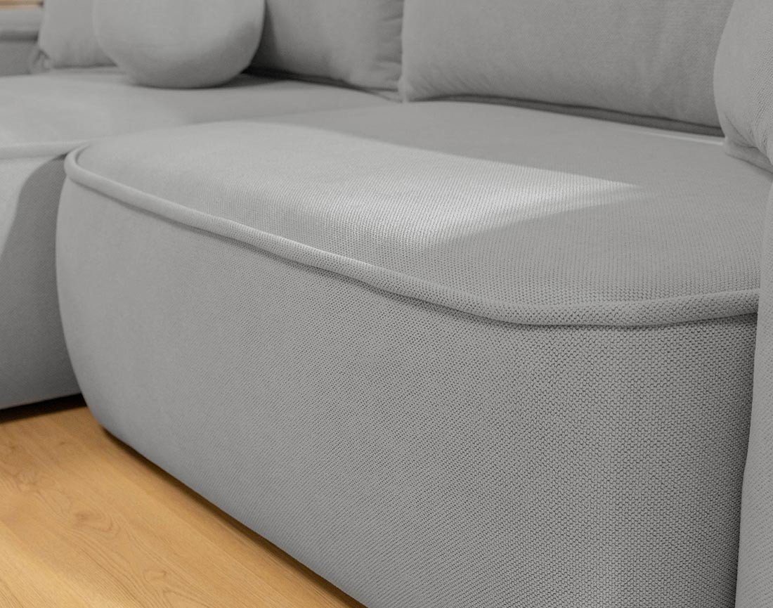 Canapé d'angle réversible 4 places convertible avec coffre en tissu texturé Enma