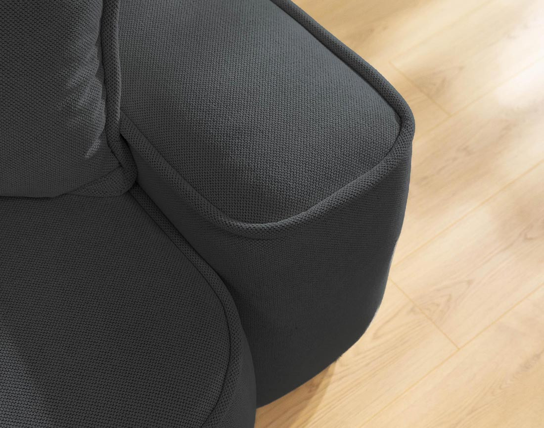 Canapé d'angle réversible 4 places convertible avec coffre en tissu texturé Enma