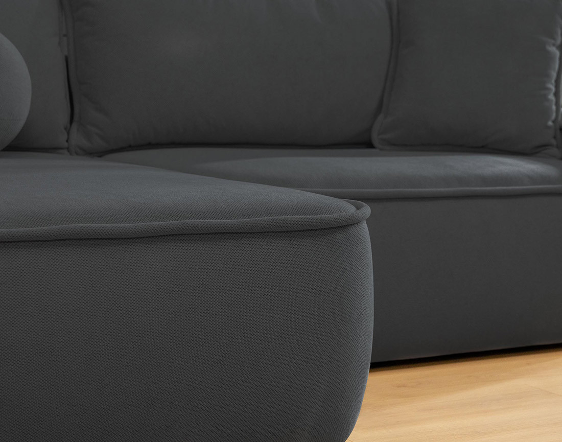 Canapé d'angle réversible 4 places convertible avec coffre en tissu texturé Enma