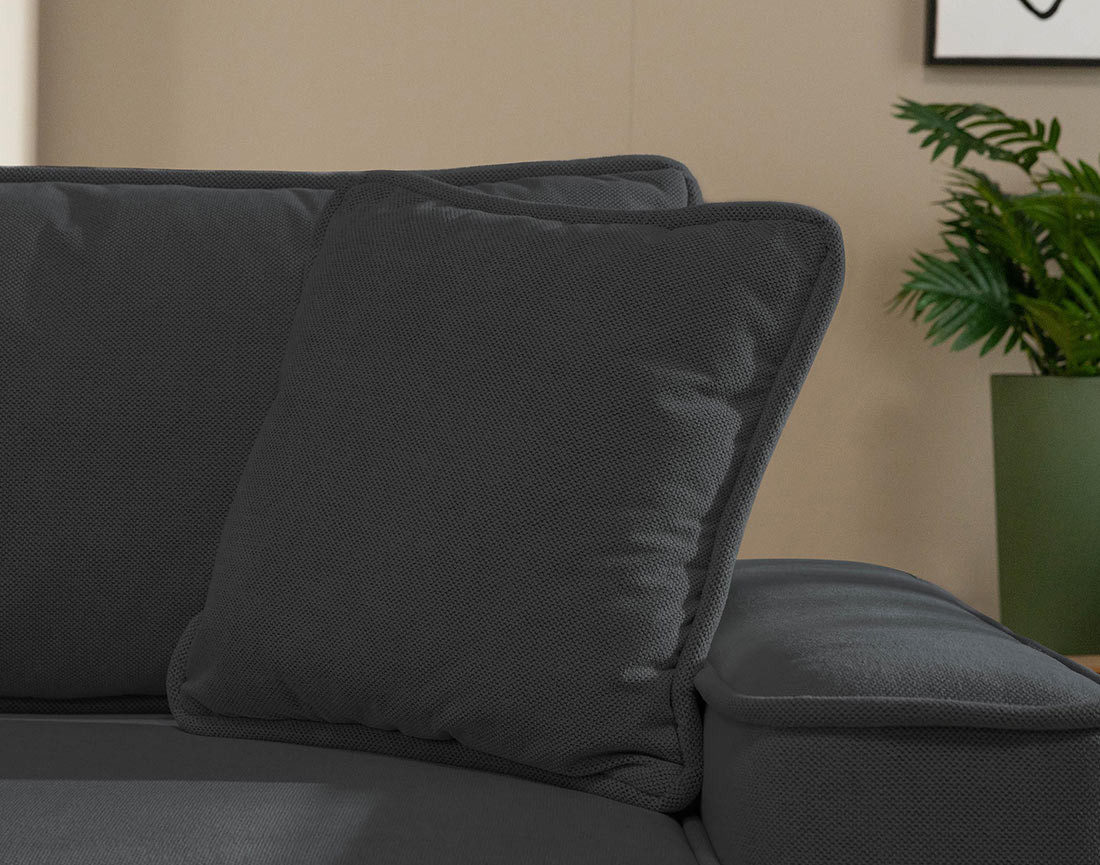 Canapé d'angle réversible 4 places convertible avec coffre en tissu texturé Enma