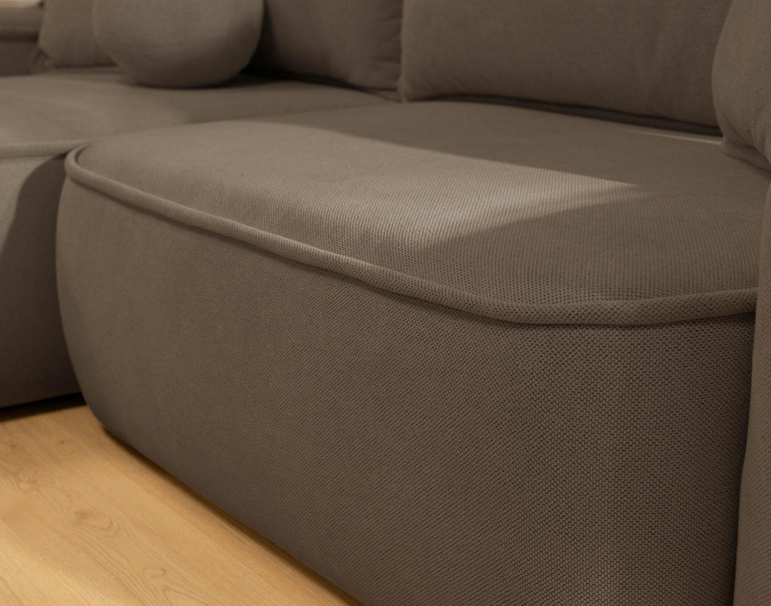 Canapé d'angle réversible 4 places convertible avec coffre en tissu texturé Enma