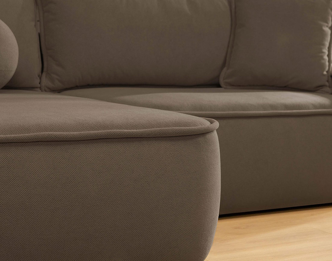 Canapé d'angle réversible 4 places convertible avec coffre en tissu texturé Enma