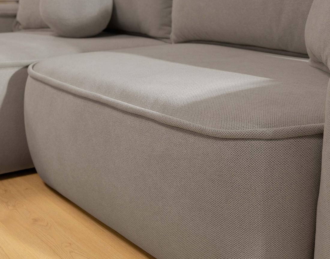 Canapé d'angle réversible 4 places convertible avec coffre en tissu texturé Enma