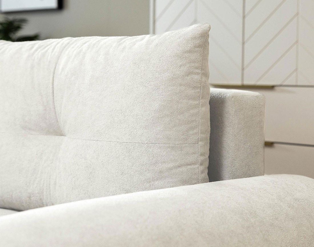 Canapé d'angle droit 4 places convertible avec coffre en tissu texturé Luzzio