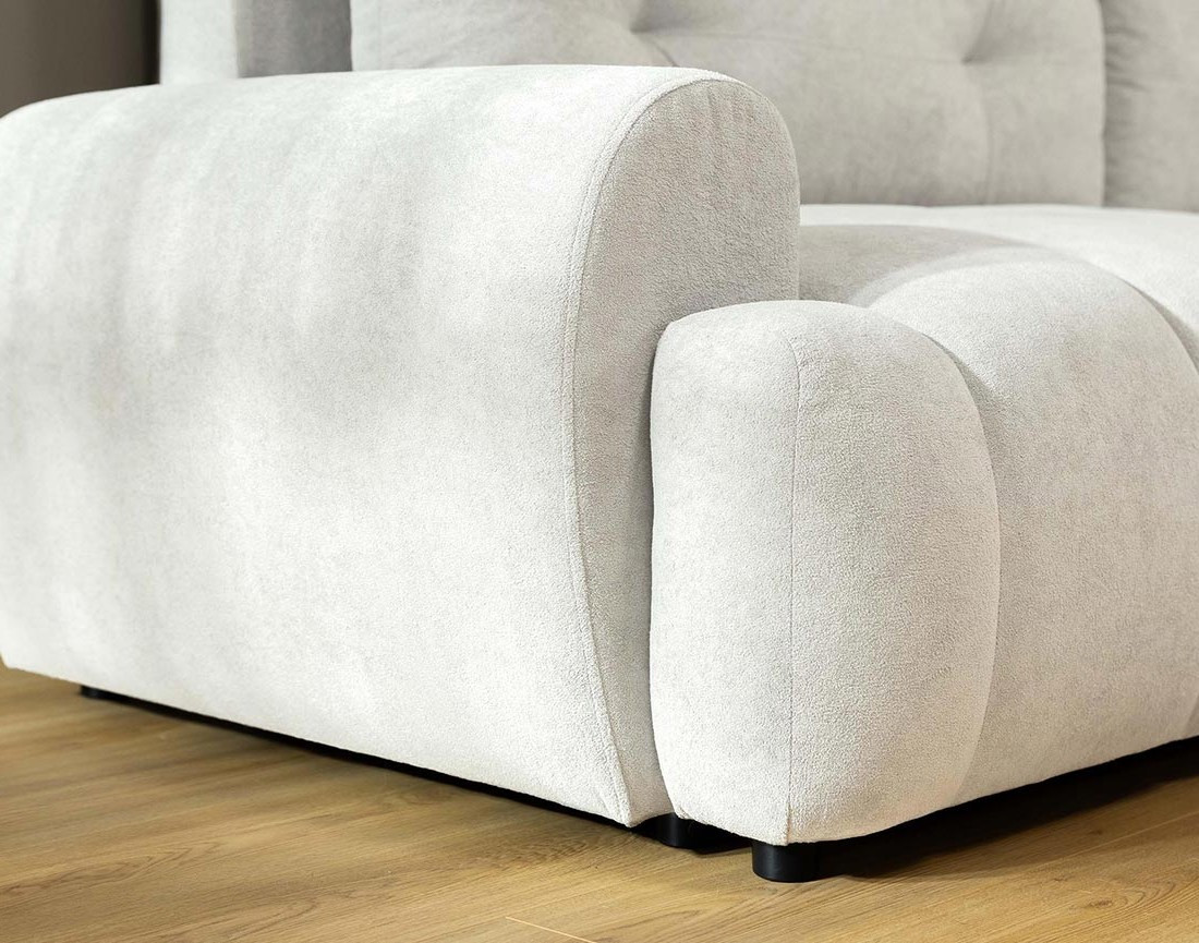 Canapé d'angle droit 4 places convertible avec coffre en tissu texturé Luzzio
