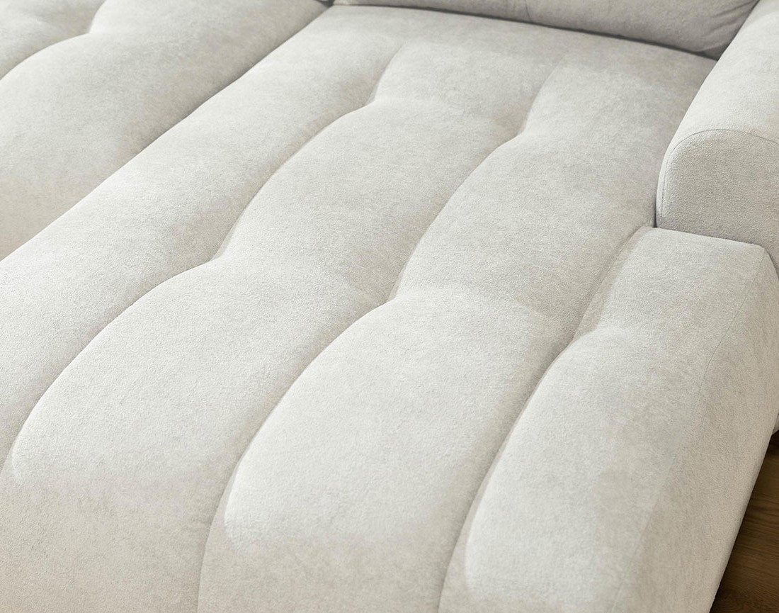 Canapé d'angle droit 4 places convertible avec coffre en tissu texturé Luzzio